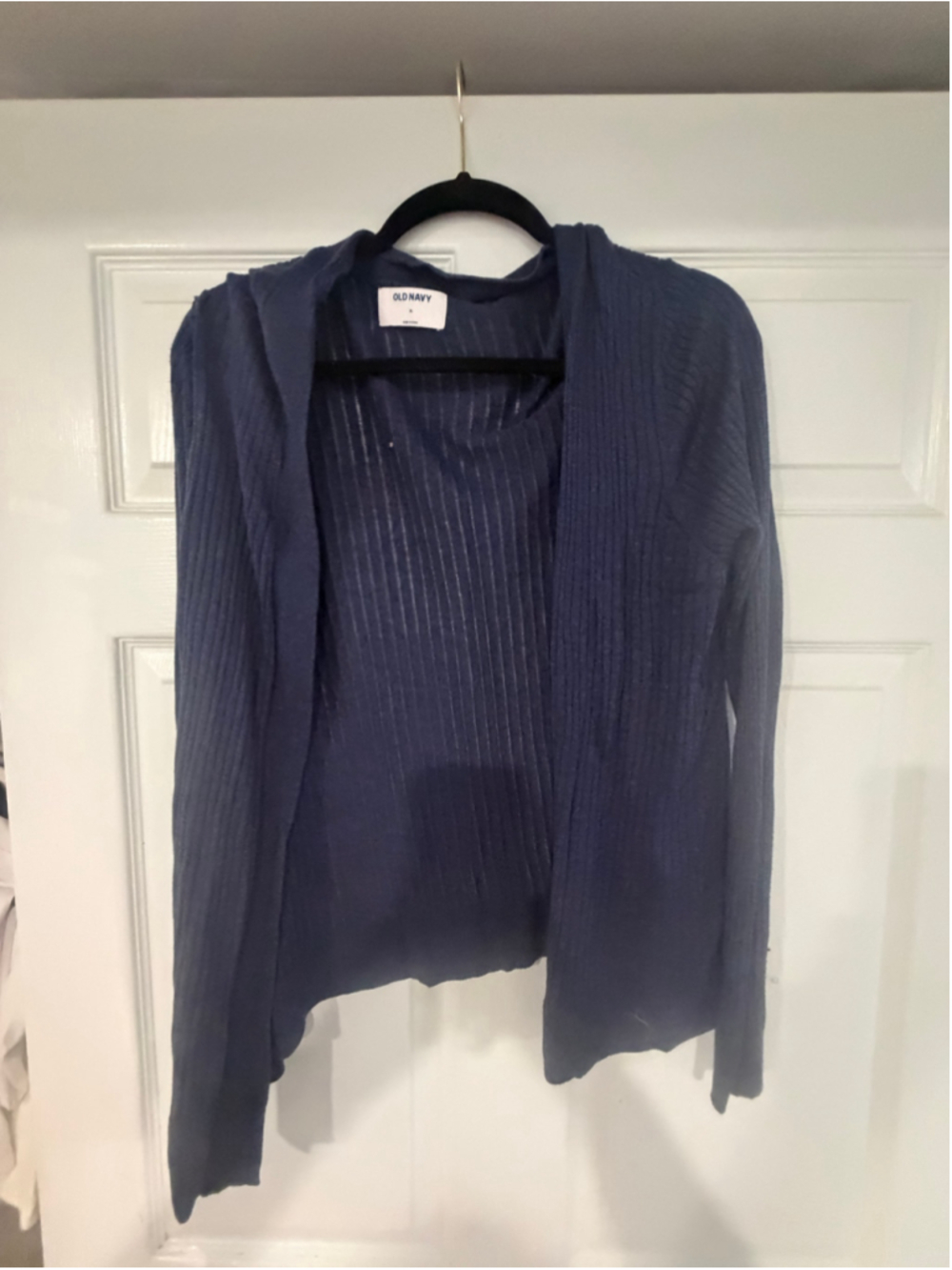 Women's Old Navy Blue Ribbed Cardigan Sweater Size L